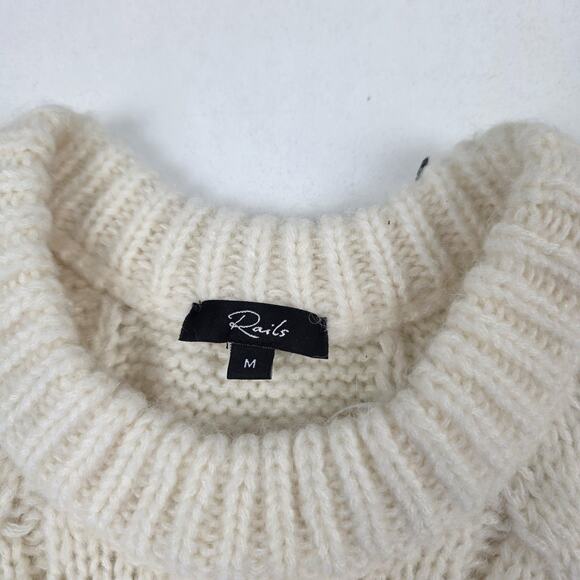 Rails Sweater Vest Womens Medium Ivory Alexis Cable Knit Mock Neck Wool Alpaca - Picture 2 of 9